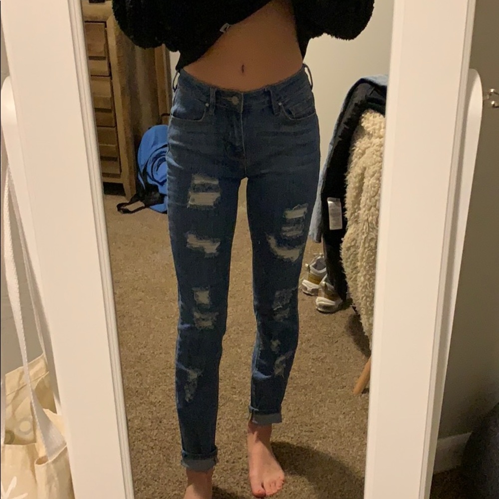 high rise tattered bullhead jeans like new